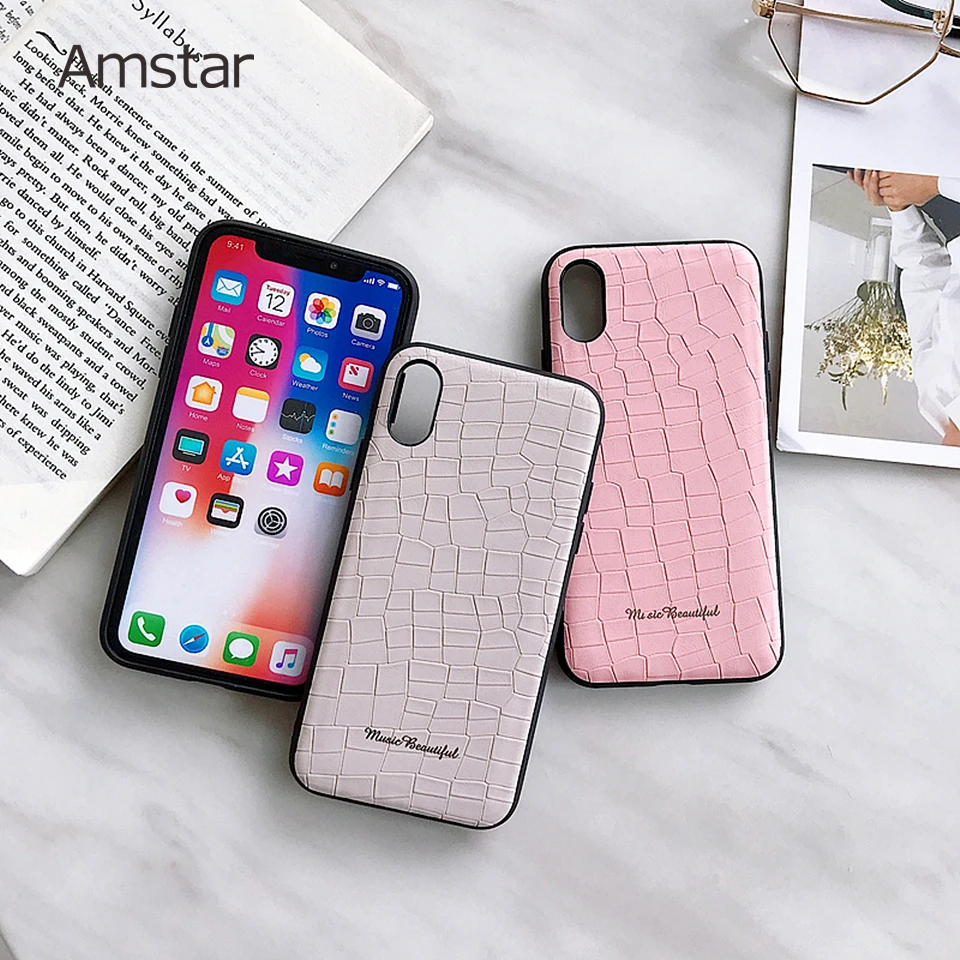 Amstar чехол для iPhone X XS Max XR 6 S Plus 7 8 тканый и каменный узор мягкий ТПУ противоударный
