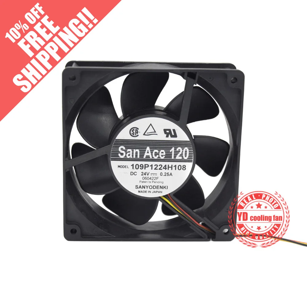 Новый вентилятор охлаждения SANYO DC SAN ACE 109P1224H108 12 см 24 В 12038 А|cooling fan|san ace12038 fan |