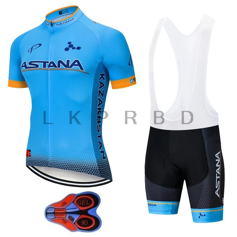 

2019 Astana Cycling team jersey 9D GEL bike shorts set Quick Dry Mens Bicycle clothes team pro BIKE Maillot Culotte