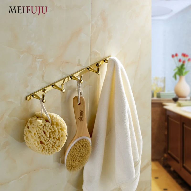 European Style Gold Plate Wall Hook Bathroom Accessories Metal Coat
