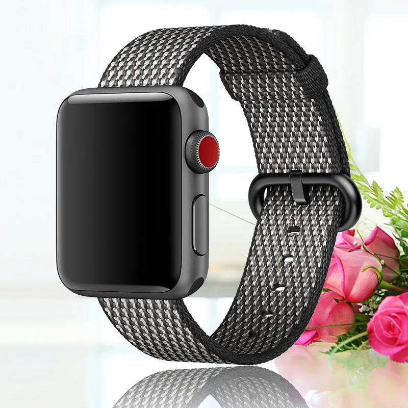 Black Check Браслет для apple watch, 44 мм, группа 5, 4, 3, 2, 1, тканый нейлоновый ремешок для iWatch, 40 мм, цветной узор, классическая пряжка - Цвет ремешка: Black Check
