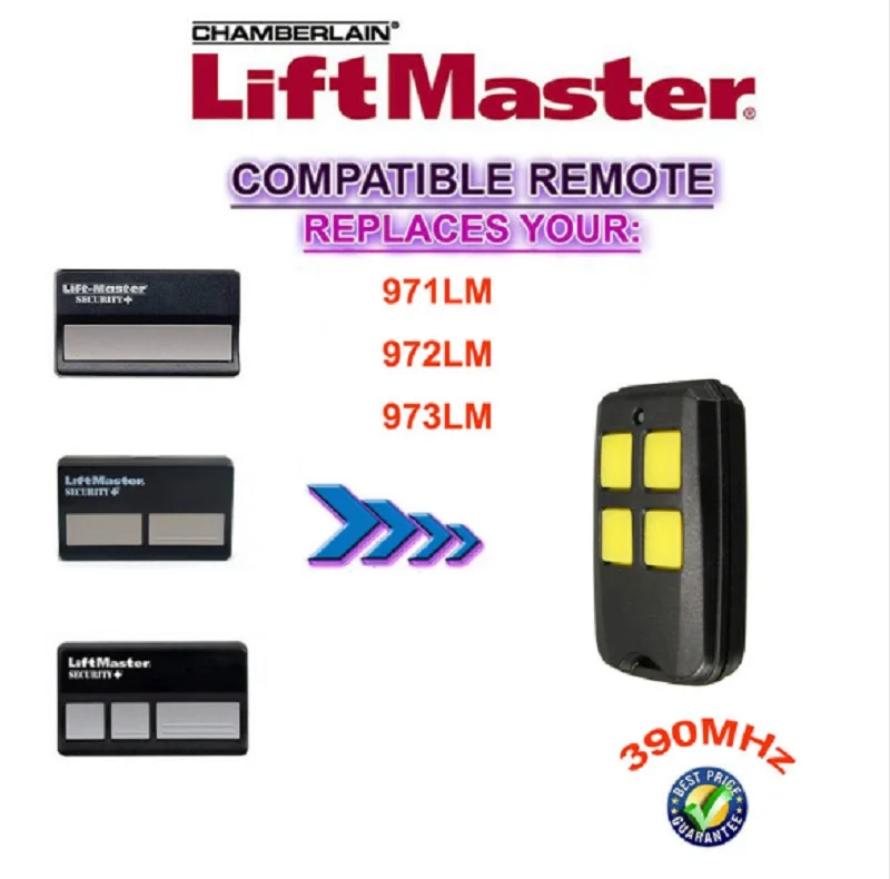 

Liftmaster 971LM/972LM/973LM /139.53681B/13953180 replacement Garage Door Remote Control 390Mhz