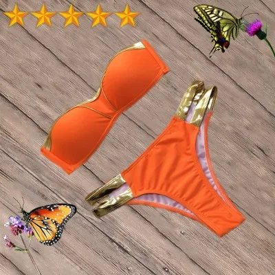 Взрыв горячего тиснения бикини г-жа сексуальный купальник Beach Купальник бикини - Цвет: Оранжевый