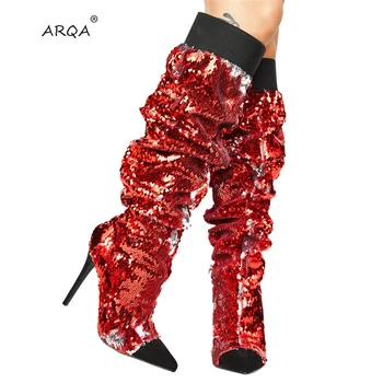 

New Arrival Spring and Autumn Fashion Women's Pointed Toe Stilettos High Heels Boot Female Long Boots For Ladies Party Shoer
