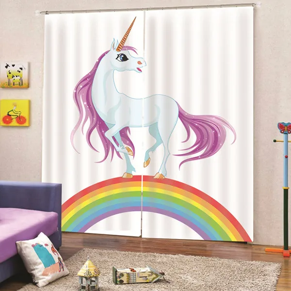 Unicorn Print Windows Curtains For Living Room Bedroom Decorative Unicorn Print Windows Curtains For