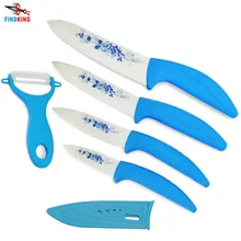 Beauty Gifts Zirconia kitchen Ceramic fruit Knife Set Kit 3 4 5 6 inch with Blue Flower printed+ Peeler+Covers 3 chic chefs horizontal ceramic fruit knife blue white