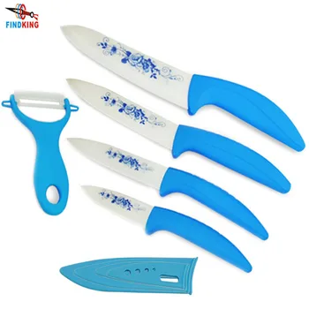 

Beauty Gifts Zirconia kitchen Ceramic Knife fruit knife Set Kit 3" 4" 5" 6" inch with Blue Flower printed+ Peeler+Covers