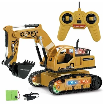 

4Ch Simulation Rc Excavator Toys With Music And Light Children'S Boys Rc Truck Toys Gifts Rc Engineering Car Tractor Toy