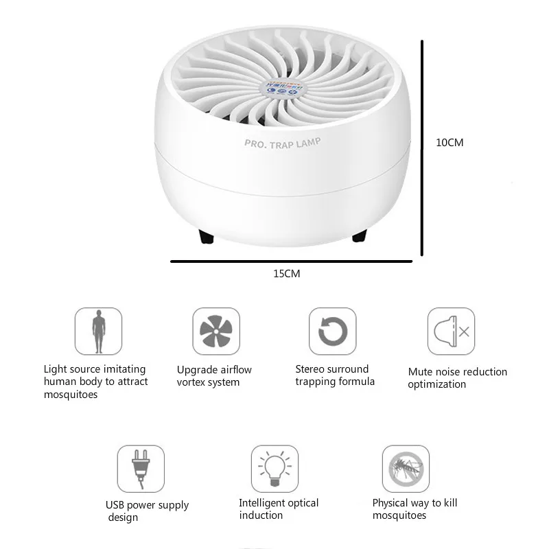 ETONTECK светодиодный убийца комаров USB электрическая лампа-убийца комаров фотокатализатор немой домашний светодиодный ловушка для насекомых Zapper ловушка без излучения