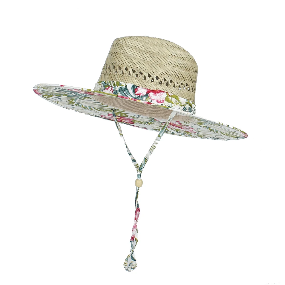 Женская шляпа Lifeguard натуральная солома, тканая женская летняя пляжная шляпа от солнца, открытый богемный широкополый Панама Fedora размер 58-59 см