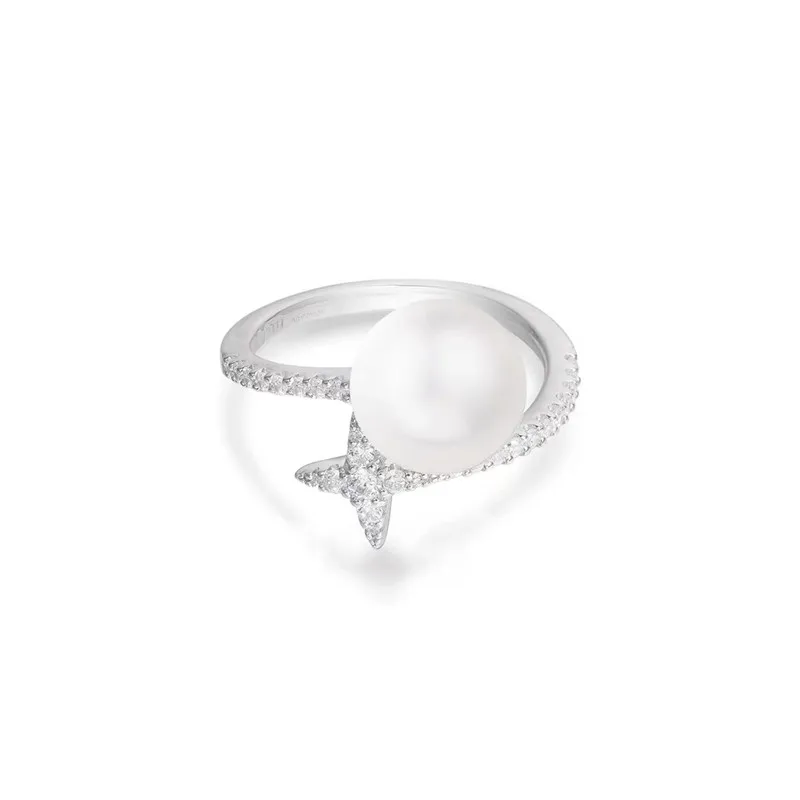 

JEM original 100% 925 sterling silver 1:1 APM ring fashion jewelry irregular series high quality six star pearl diamond ring