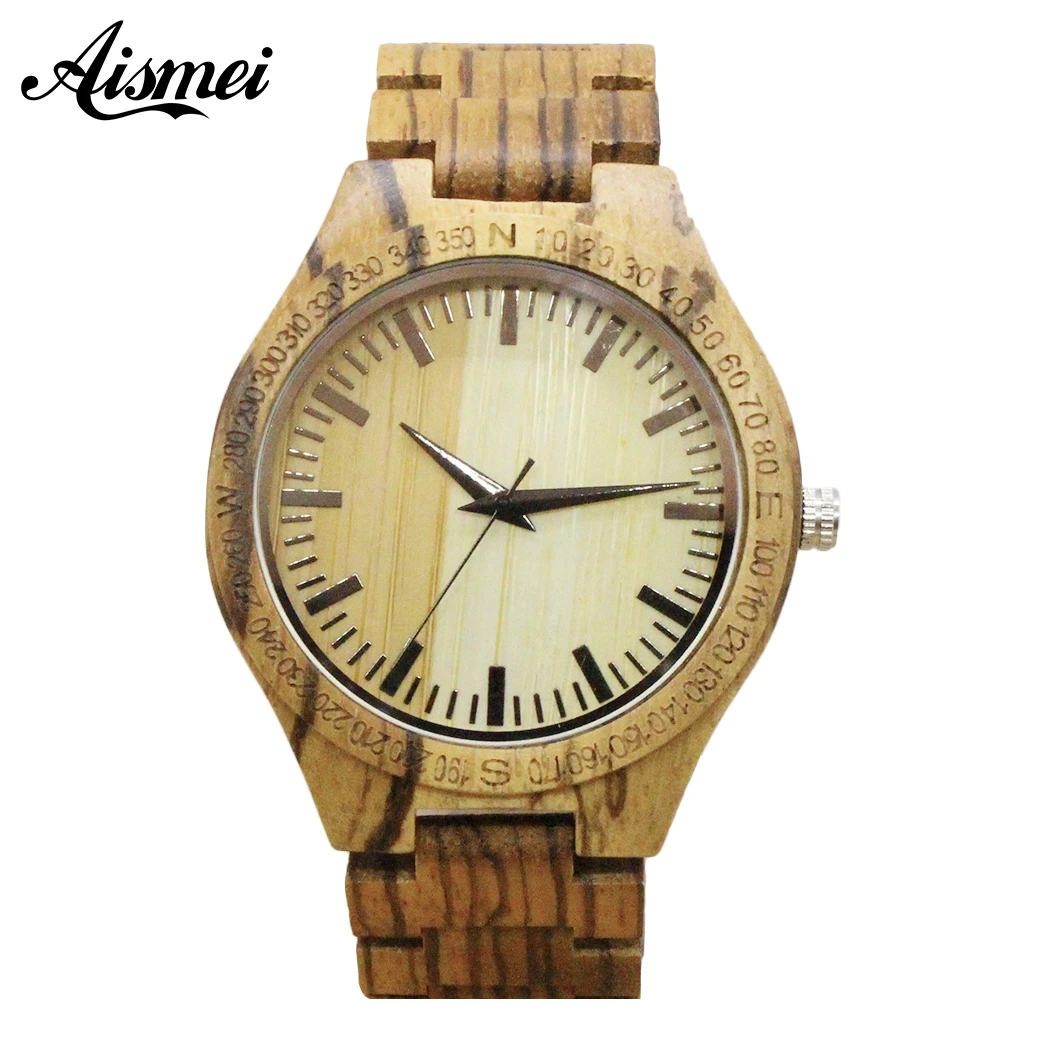 

2018 Top Brand Luxury Mens Wood Watches Fashion Design All Zebra Wooden Quartz Watch for Male as Gift relojes hombre