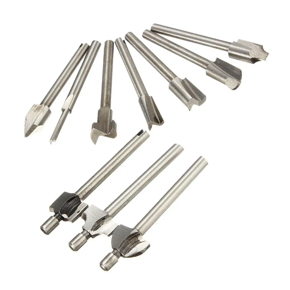 

10pcs 1/8 Inch SHANK HSS TITANIUM ROUTER BITS FIT For DREMEL Foredom Rotary Tool Set