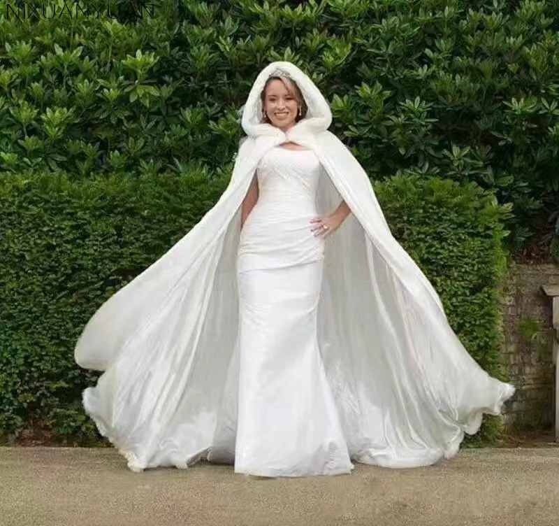 NIXUANYUAN белые свадебные накидки накидка с капюшоном для новобрачных со шлейфом искусственный мех Зимние Свадебные аксессуары Свадебные накидки накидка для невесты