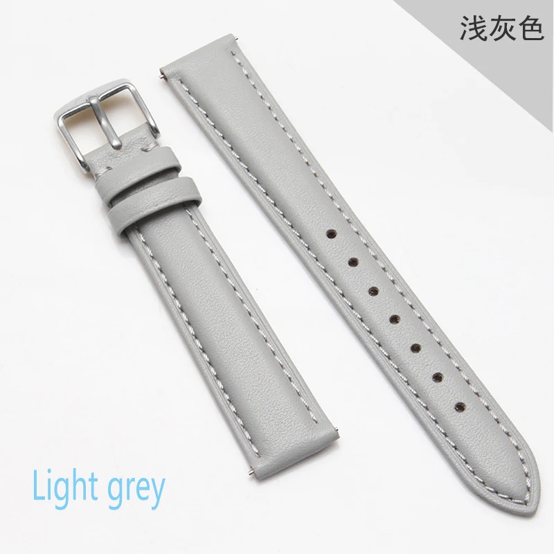 

Grey watchband genuine leather strap Mint green lady women Watch accessories 12 14 16 18 20mm Exempt postage Fast installation