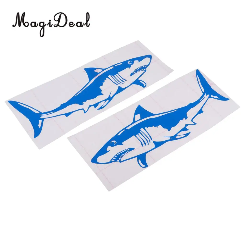 1 Pair Large Durable PVC Shark Sticker Funny Decals for Kayak Fishing Ocean Boat Canoe Dinghy Raft Car Truck Window Bumper DIY