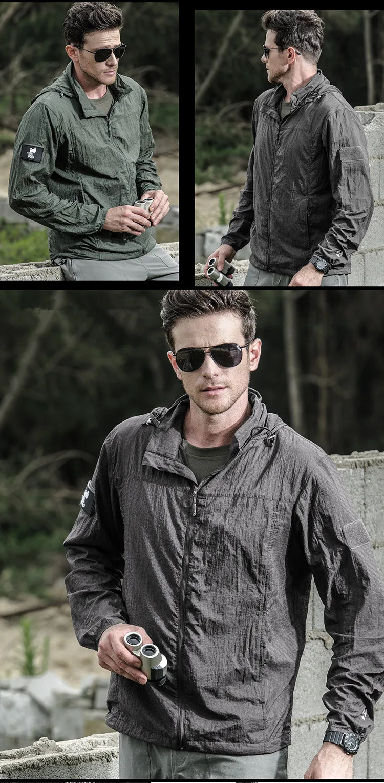 golf jacket New 2020 Summer Waterproof Quick Dry Tactical Skin Jacket Men Hooded Raincoat Thin Windbreaker Sunscreen Army Military Jacket jean jacket men