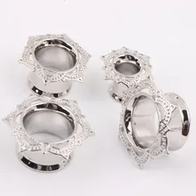 1 пара, новая белая латунь туннель, Ушная вилка, одиночная, расклешенная, украшенная медным корпусом сережки, украшение для пирсинга, расширитель, датчик 6 до 16 мм