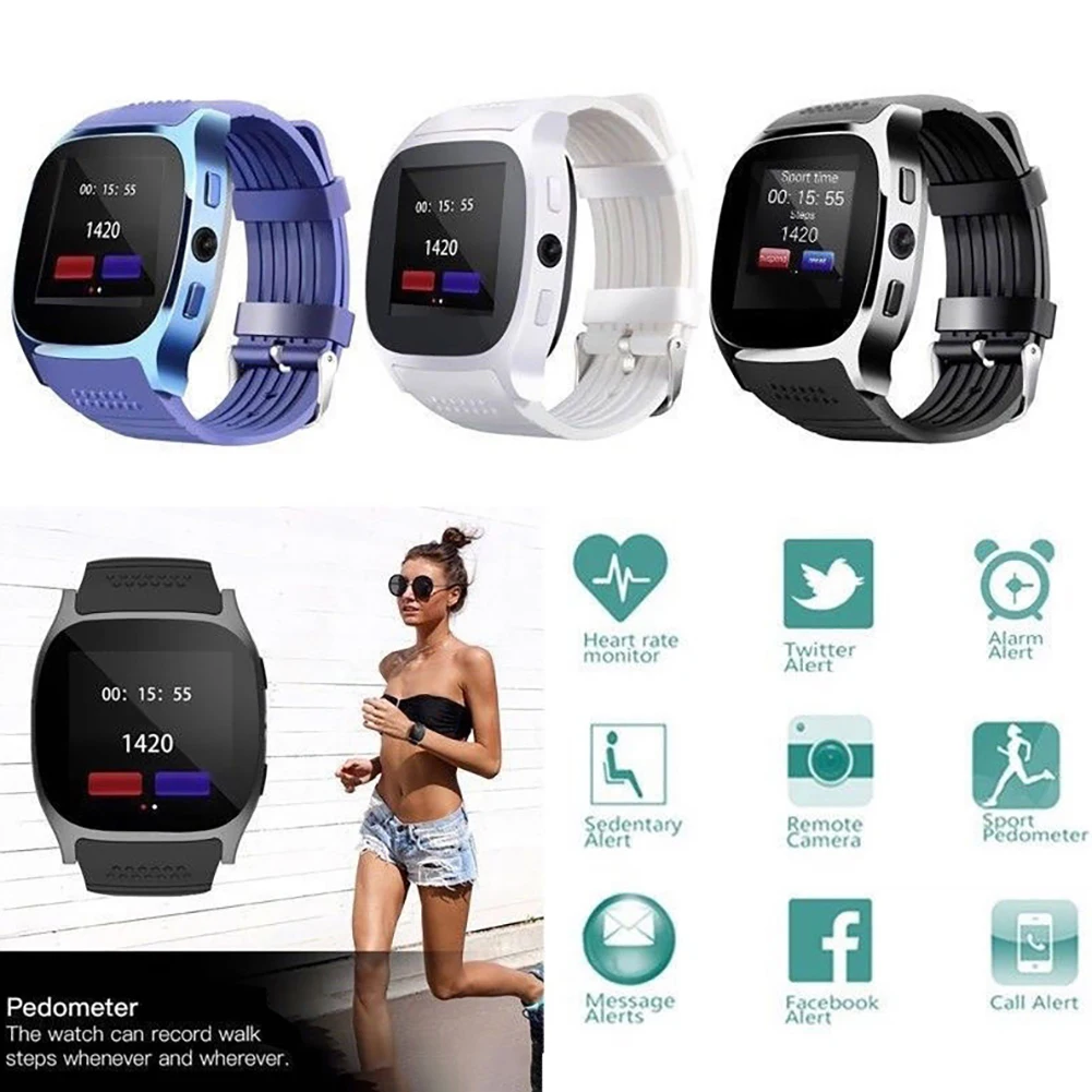 T8 Bluetooth Смарт часы с камерой спортивные наручные часы Поддержка 2G SIM TF карта музыкальный плеер для Android для samsung S8 S9 S10