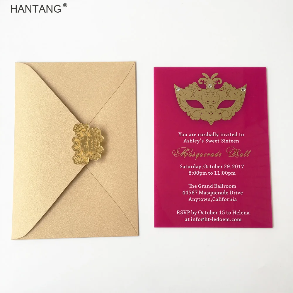 Customized 5x7inch Fuchsia Acrylic Birthday Invitation Card Sweet