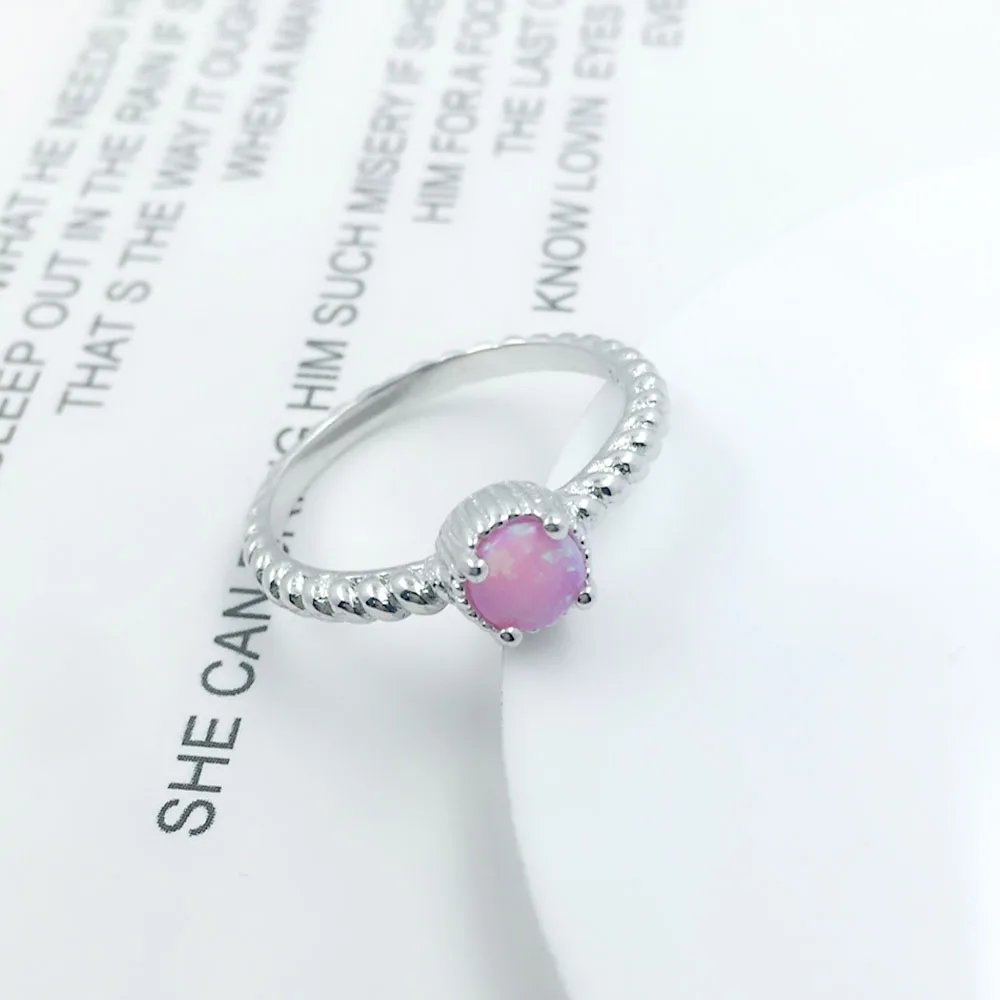 5 мм молочный круглый Опаловый камень Soild 925 пробы Серебряное кольцо Элегантные Свадебные украшения Подарки для женщин(JewelOra RI103625
