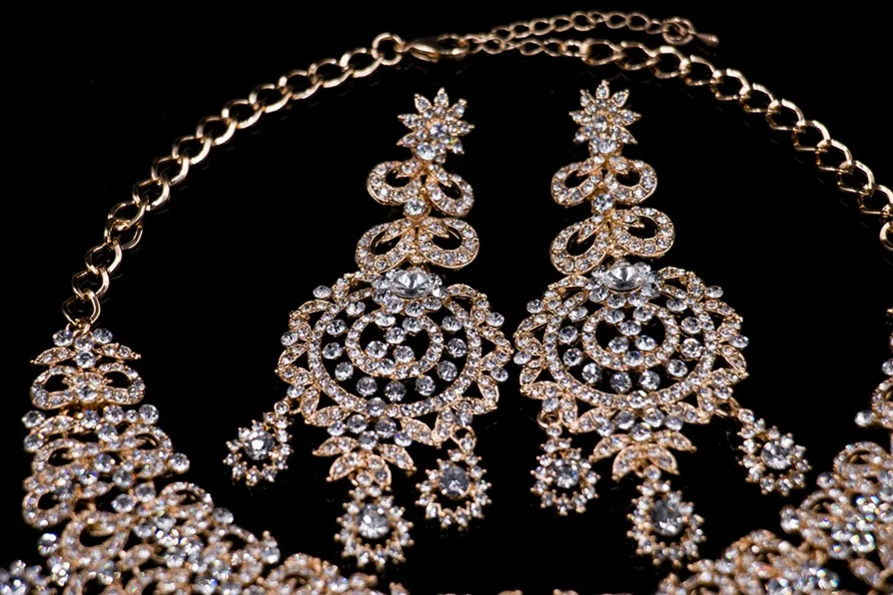 Новинка года LAN дворец parure bijoux femme mariage нигерийские ожерелье и серьги для вечерние ювелирные изделия из Индии