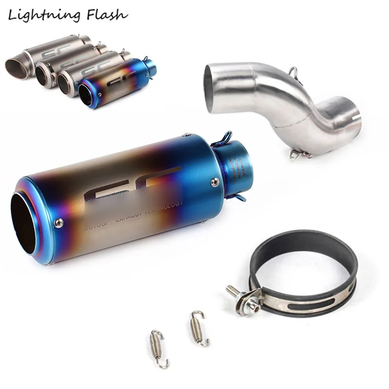 

Slip On 51MM Motorcycle Exhaust tail Pipe No DB Killer With Middle Link Eblow Pipe Motorbike Escape Modified For Kawasaki Z900