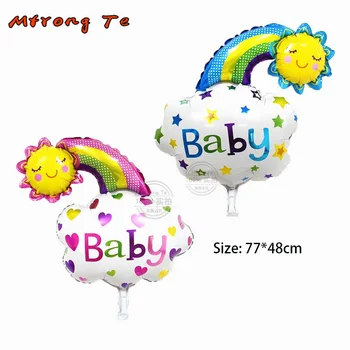 

10pcs big size baby boy girl Rainbow foil Balloons Smile Cloud for one year old children Birthday Party baby shower Decoration