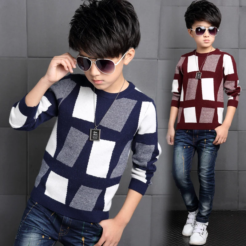 

Boys child 100% cotton knitted basic shirt 2017 children's autumn and winter clothing child sweater baby sweater