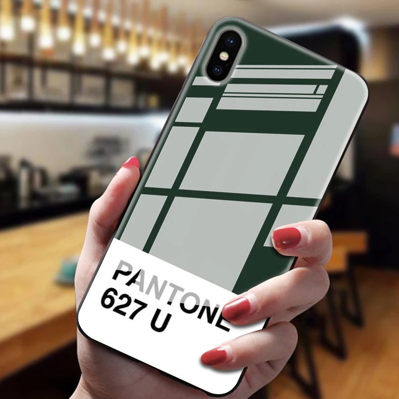 Pantone цветной чехол из закаленного стекла для телефона для iphone 5 6 7 8 6s 6s plus 7plus 8plus x xr xs xsmax - Цвет: 9