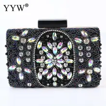 Модная вечерняя сумка-клатч, креативная сумка для ювелирных украшения, женские клатчи высокого качества, пластиковые сумки со стразами квадратной формы с жемчугом черного цвета