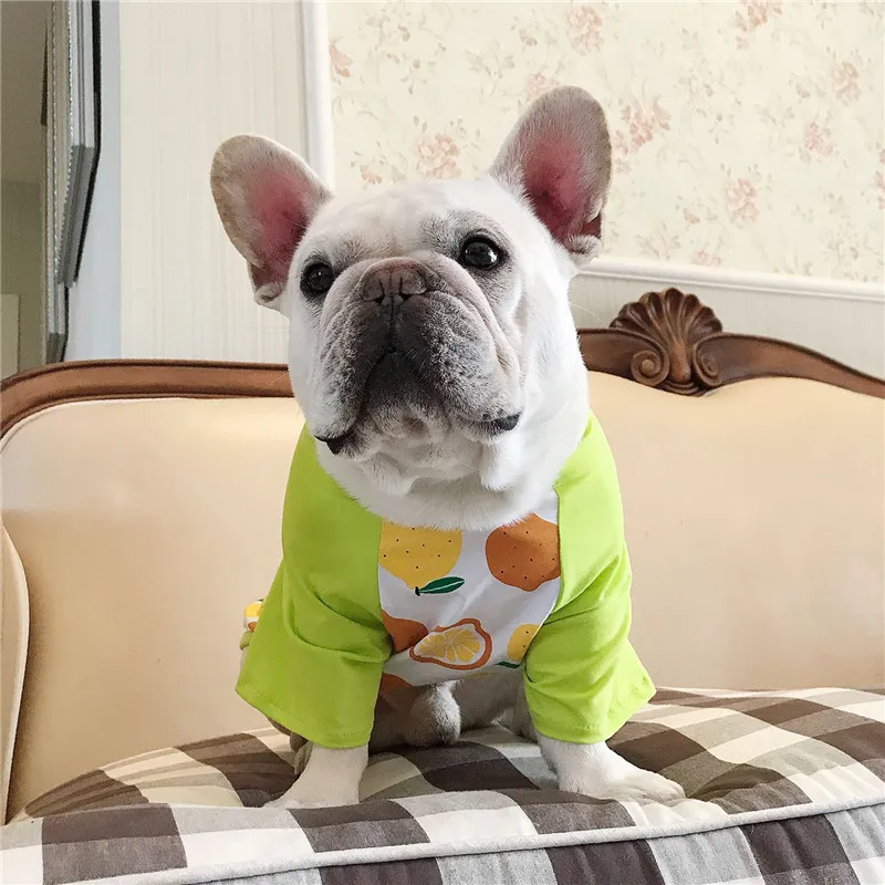 Одежда мопса летняя французская одежда для бульдога пуделя Bichon Schnauzer одежда для домашних животных футболка костюм для бульдога собака самоед костюм