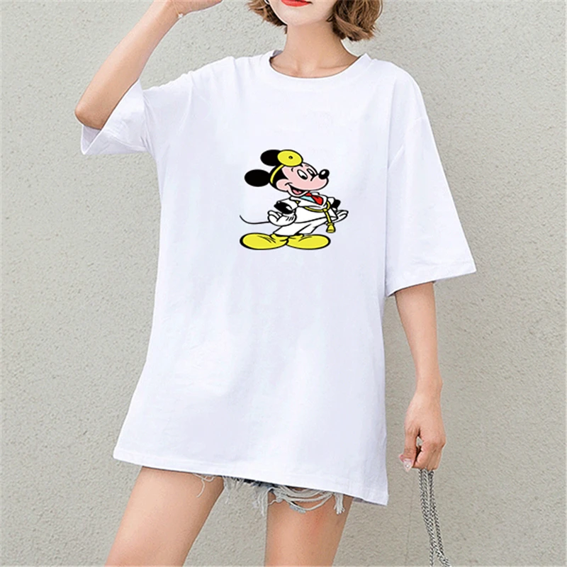 

2019 Summer Tshirt Mickey Mouse Cartoon Print Short Sleeve Harajuku Tops & Tees Fashion Casual Cotton Plus Size T Shirts Women
