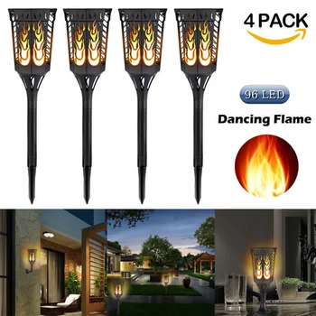 

4PCS 96 LED Solar Lamp Outdoor Solar Flames Dancing Torch Lights solar Sensor Lawn Lamp Wall Light for Garden Yard Waterproof
