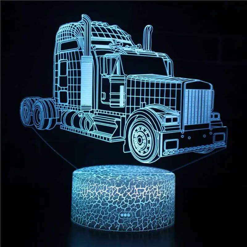 Excavating 3D Desk Lamp Machinery Vehicle Bulldozer Tractor 3D 7 Color Lamp Visual Led Night Light 