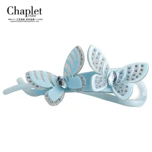 Guirnalda de los 2016 Nueva Moda de Alta Calidad Accesorios Para el Cabello de Las Mujeres Rhinestone de La Mariposa Pinzas Para el Cabello Clips de Banano Acetato Envío Libre
