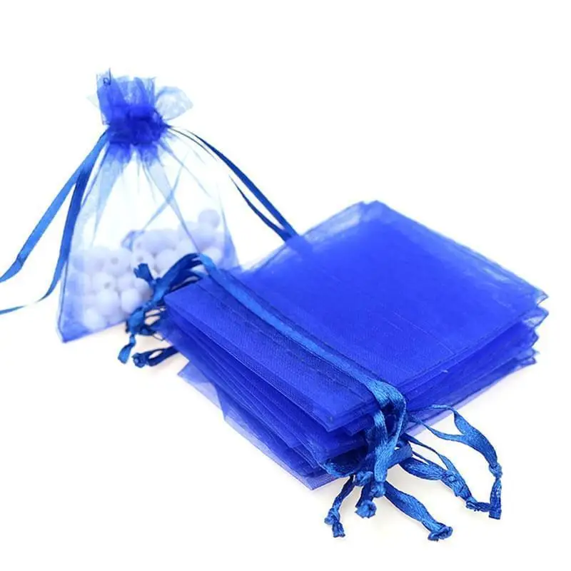 7x9 см из темно-синей органзы Jewelry популярный подарок сумки недорогой подарочный мешочек для украшений сумка Тюль пользу Sack 100 шт. оптовая