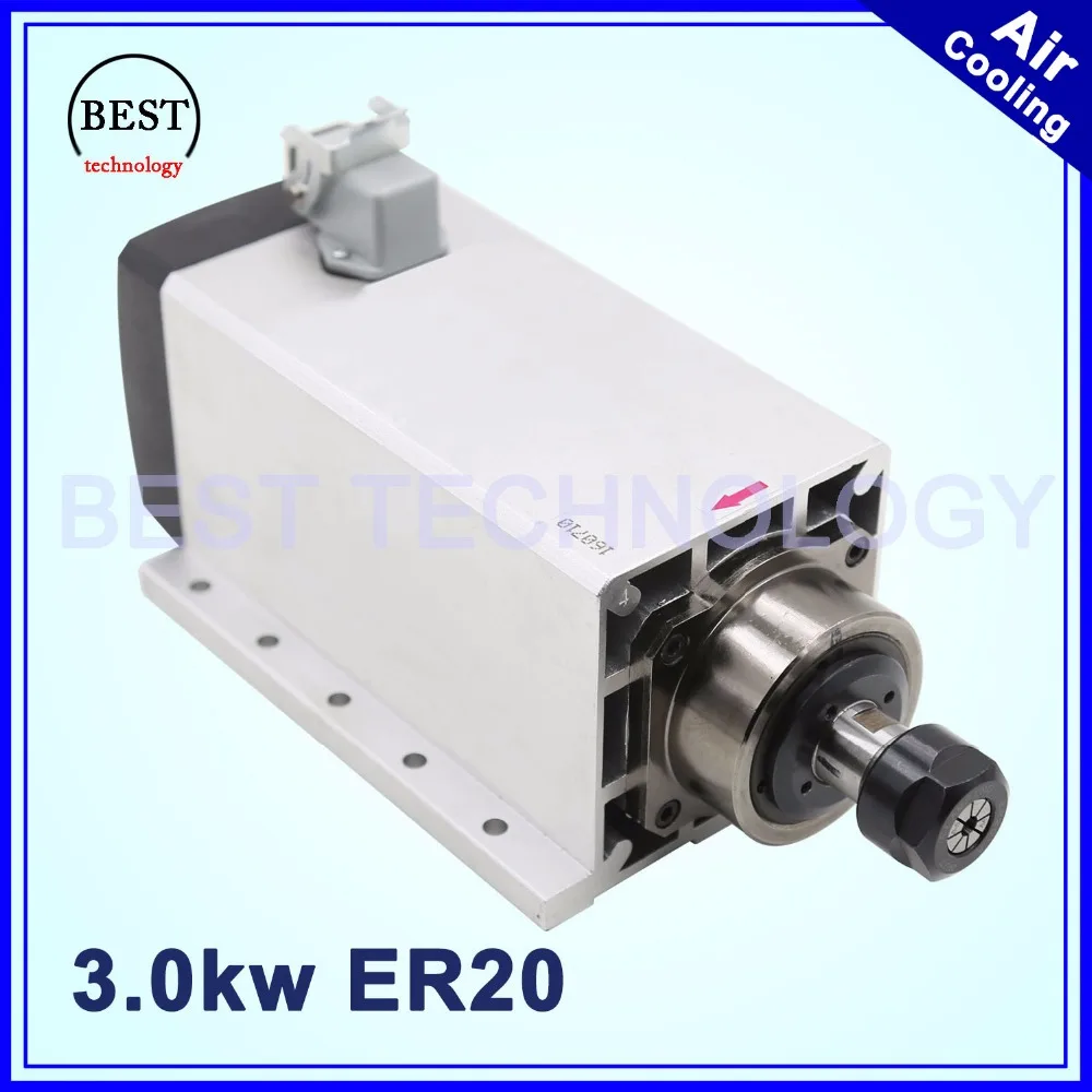

New arrivel!! 3kw Air cooled spindle Square Type With Flange ER20 4 Bearings 3.0kw Spindle 0.01 precision CNC Engraving Machine