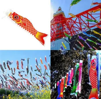 

100pcs 40cm Koi Nobori Japanese Style Party Flag Colorful Carp Wind Sock Koinobori Fish Anime Fish Flags Kite Flag Hanging Decor