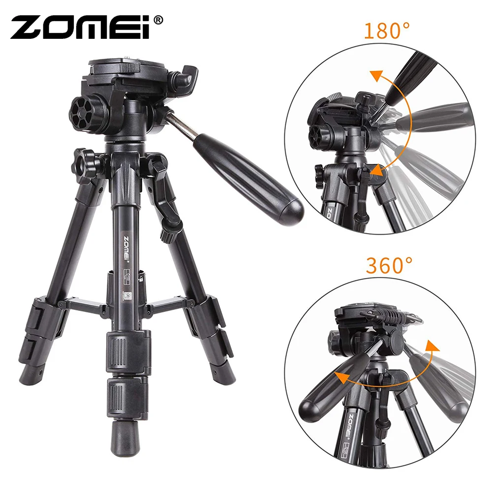 ZoMei Q100 Мини Путешествия настольный штатив Настольный стенд с 3-полосная Сковорода/наклон головы 1/4 дюйма Quick Release Plate и сумочка в африканском стиле для цифровых зеркальных фотокамер