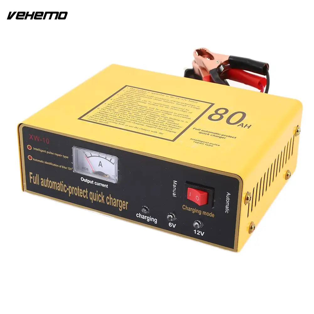Vehemo 6AH-80AH Battery Charger Car Battery Charger Automobile Smart Charger Universal