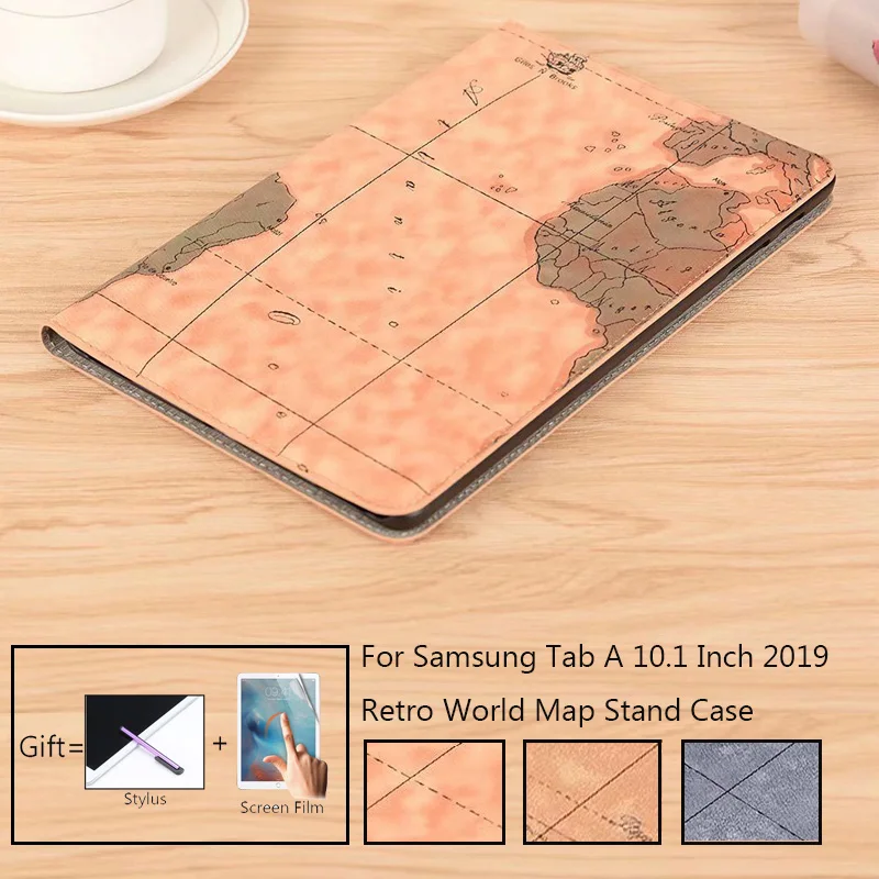 

Retro World Map Case For Samsung Galaxy Tab A 10.1 SM-T515 T510 2019 Stand Tablet Case T515 T510 Flip Magnetic Cover Capa Funda