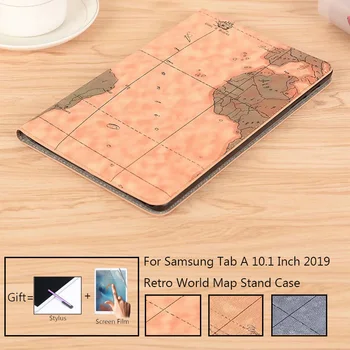 

Retro World Map Case For Samsung Galaxy Tab A 10.1 SM-T515 T510 2019 Stand Tablet Case T515 T510 Flip Magnetic Cover Capa Funda