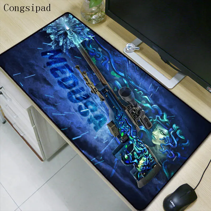 Congsipad Csgo Fighting Gun LOGO Large Size Mouse Pad Computer PC Anti-slip Rubber Keyboard Mat Table MousePad Mat Home Gifts