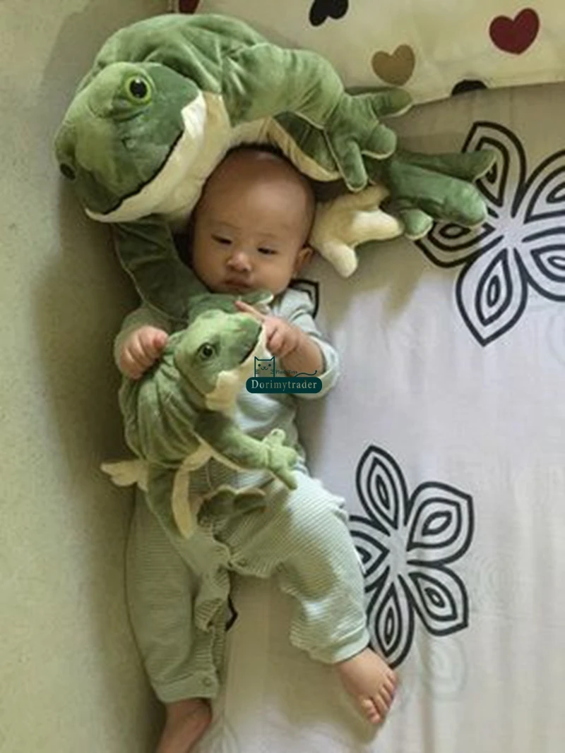 Dorimytrader 60cm New Funny Simulated Animal Frog Plush Toy 24'' Big Stuffed Cartoon Green Frog Doll Pillow Baby Gift DY61558 (13)