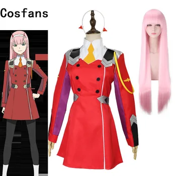 

CosZtkhp DARLING 02 Zero Two Cosplay Costume DARLING in the FRANXX Anime Cosplay DFXX Women Costume (Dress + Headwear ) with Wig