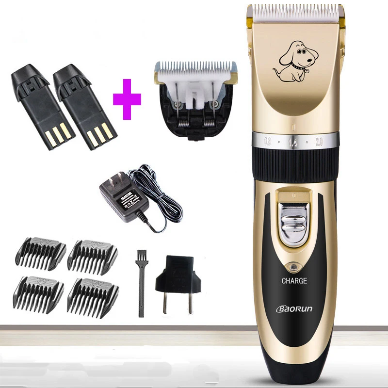 Two Battery Professional Pet Dog Hair Trimmer Animal Grooming Clippers
