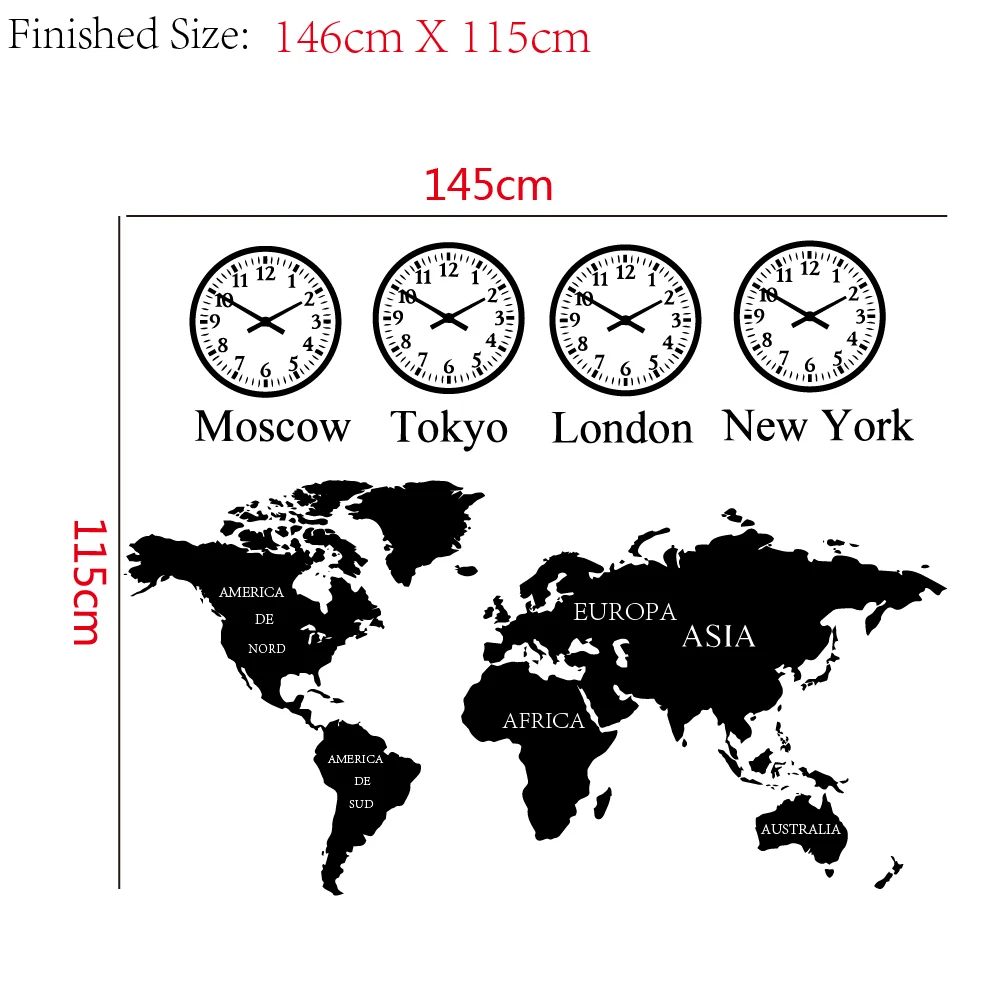 Большая карта мира виниловая наклейка на стену Лондон НьюЙорк Токийский город время для дома гостиной украшения спальни Декор Фреска
