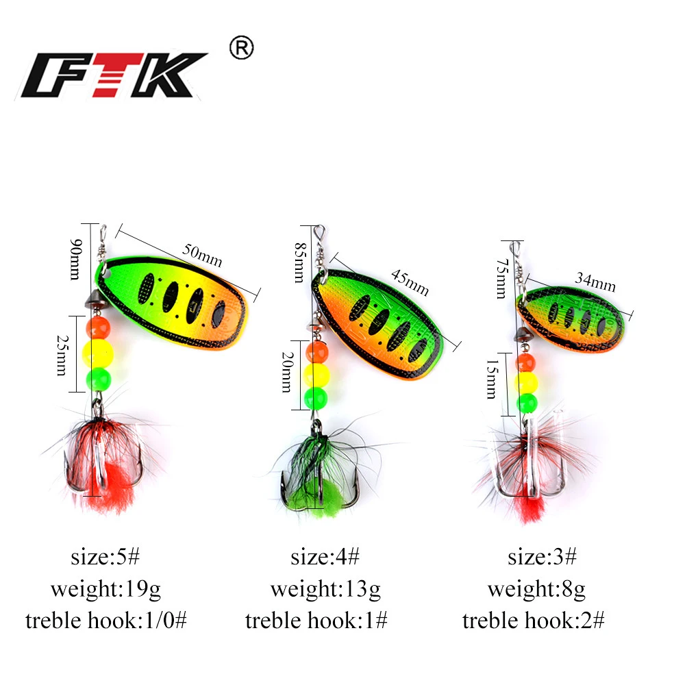 FTK 1 قطعة الصيد إغراء سبينر الطعم 8g 13g 19g ملعقة السحر المعادن باس الطعم الثابت مع ريشة التريبل خطاف Wobblers بايك معالجة FTK 1 قطعة الصيد إغراء سبينر الطعم 8g 13g 19g ملعقة السحر المعادن باس الطعم الثابت مع ريشة التريبل خطاف Wobblers بايك معالجة