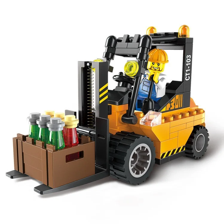 

ENLIGHTEN City Construction Road Roller Forklift Truck Tractor Sweeper Truck Building Blocks Sets Kids Toys Compatible Legoings